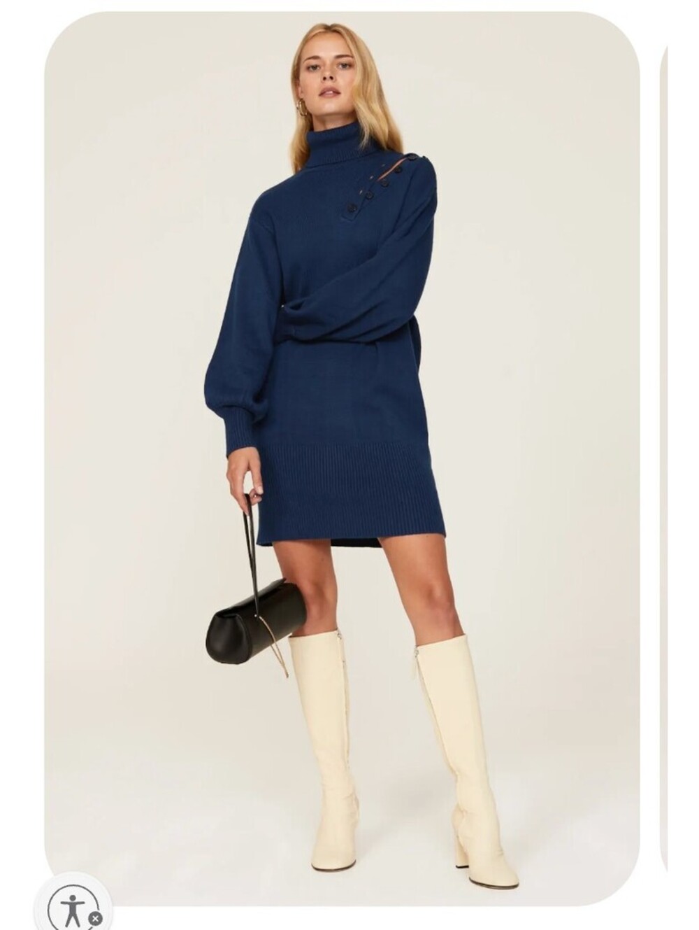 Marissa Webb x RTR Blue turtleneck sweater with shoulder buttons